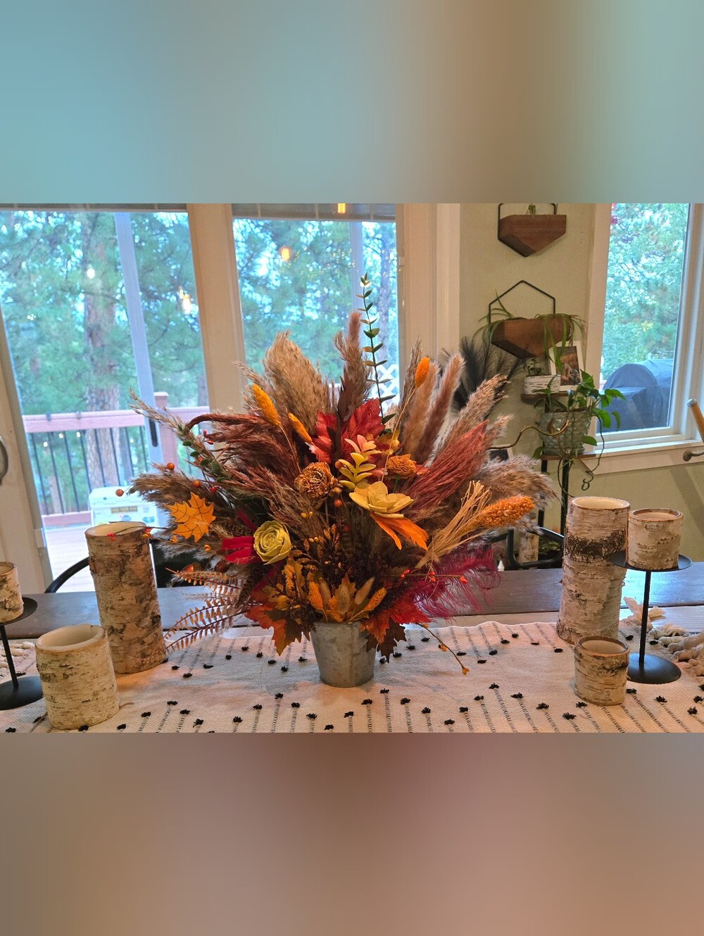 Autumn Harvest Faux Floral Centerpiece in Orange, Red & Brown